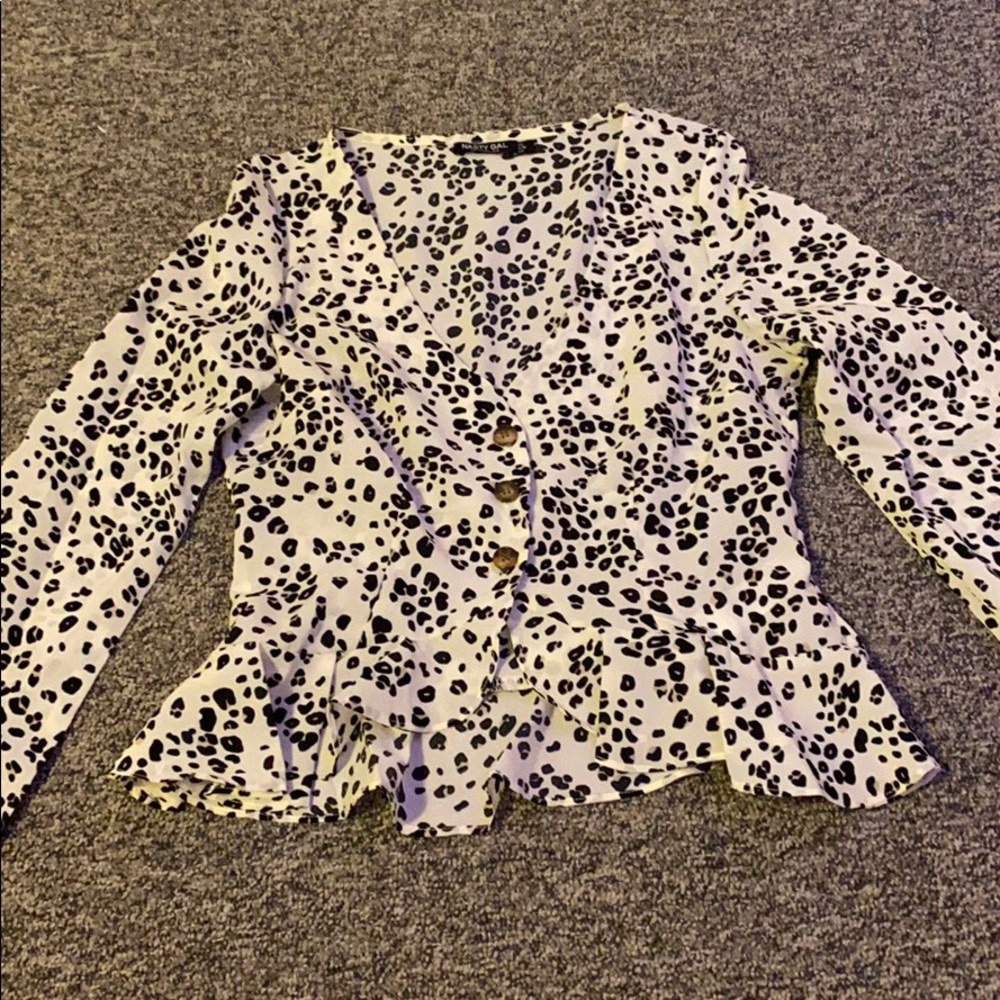 Button up leopard blouse, never worn